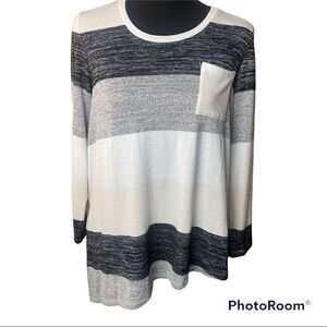 Market & Spruce Striped Asymmetric Long sleeve top